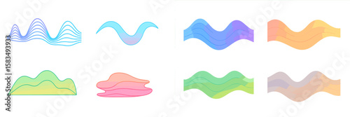 Colorful wave patterns and shapes created in a digital art style suitable for background design and graphic projects