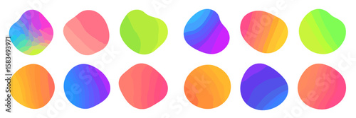 Colorful abstract shapes creating a vibrant display of gradients in various shades and forms