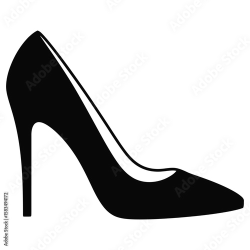 Elegant Black High Heel Shoe Silhouette - Fashion, Footwear & Women's Style Icon