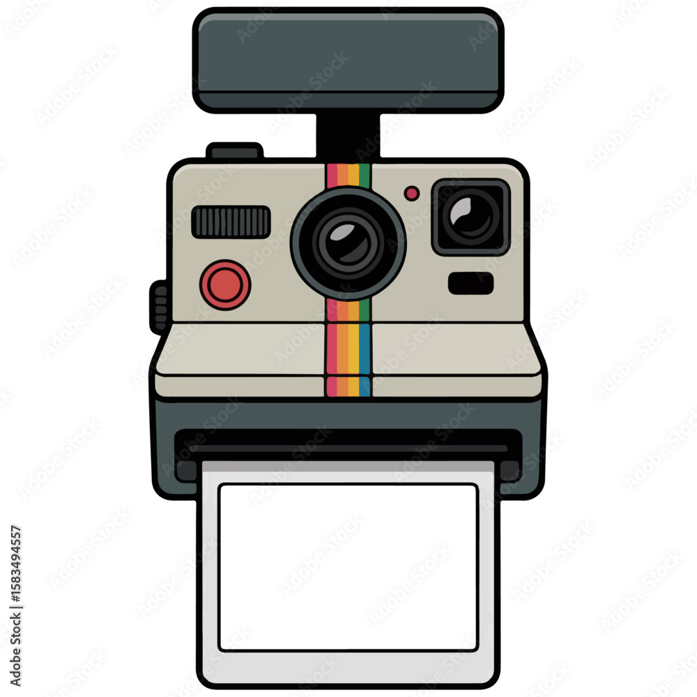 Fototapeta premium Camera with Photo Output, vintage camera and Instant print vector.