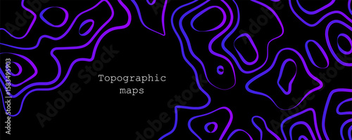 Colorful topographic map design showcasing contour lines and elevation changes in a modern style