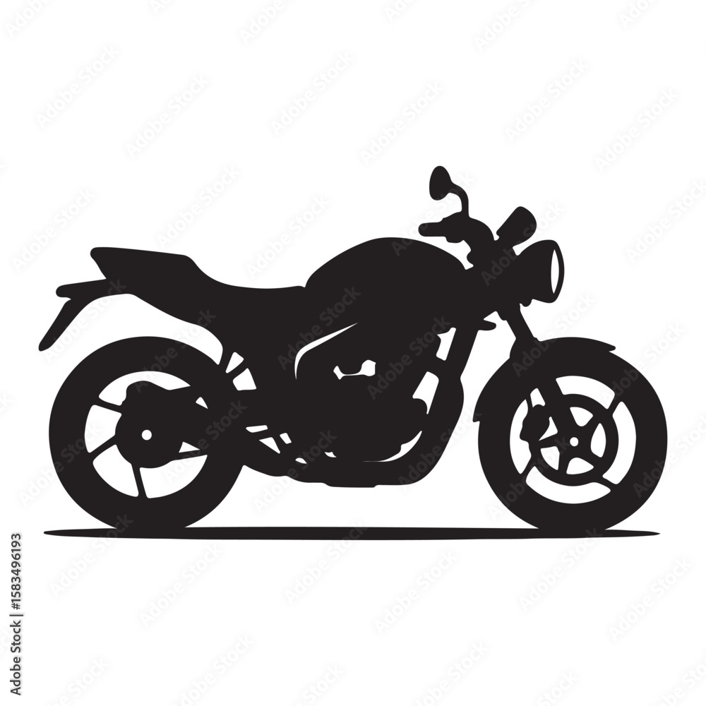 Obraz premium Motorcycle vector illustration with isolated black and red bike silhouette on white background