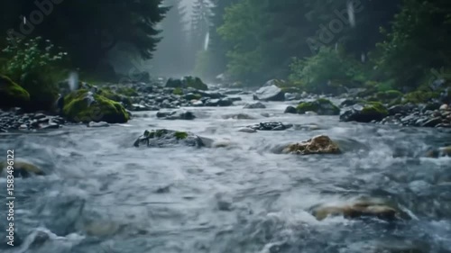 Relaxing Flowing River Water Scene