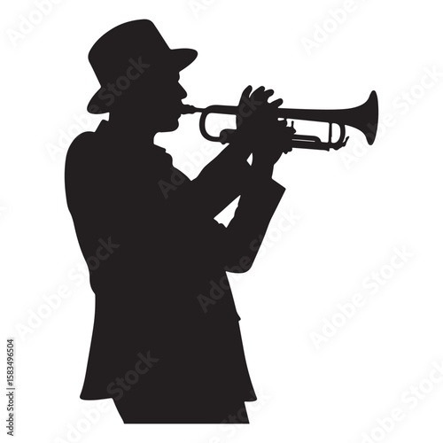 Silhouette of a man playing saxophone and trumpet musician vector illustration
