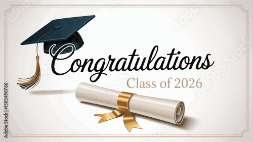 Celebrate Graduation 2026 with Elegance a Customizable Vector Template for Design Projects