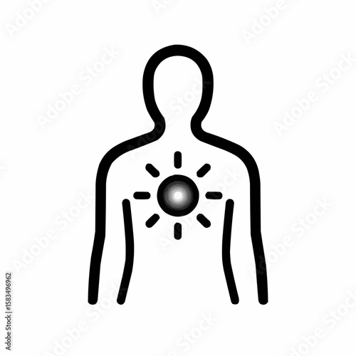 Outline of a body with a glowing center point. Embodied presence