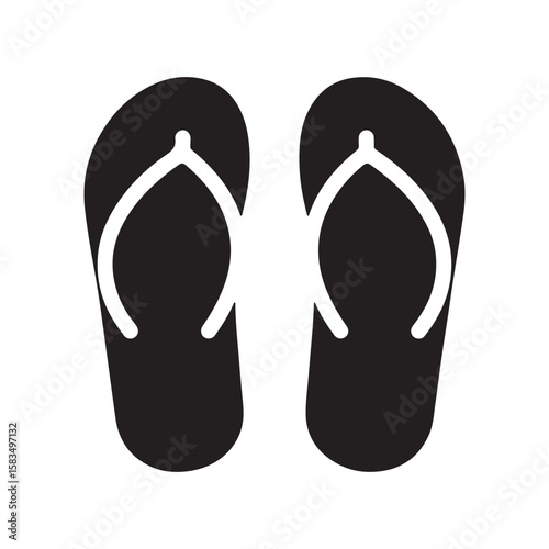 Black flip flops vector illustration of a pair of casual summer sandals isolated on white background