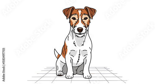 Adorable jack russell terrier puppy sitting patiently waiting for commands and treats