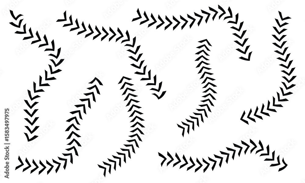 Obraz premium Wavy Curved Arrows Set – Hand Drawn Style Illustration on white background.