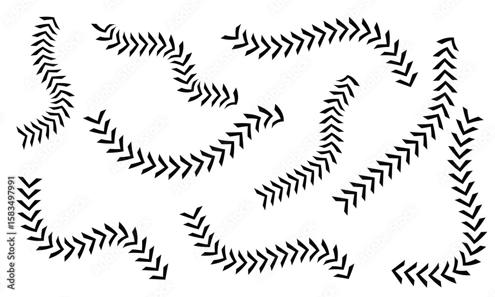 Obraz premium Wavy Curved Arrows Set – Hand Drawn Style Illustration on white background.