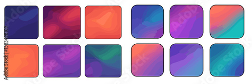 Colorful abstract backgrounds showcasing vibrant gradients in various shapes and arrangements