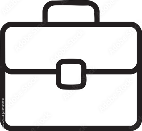 Outline of a Business Briefcase, Modern Work Bag, Flat Design Symbol for Professionals