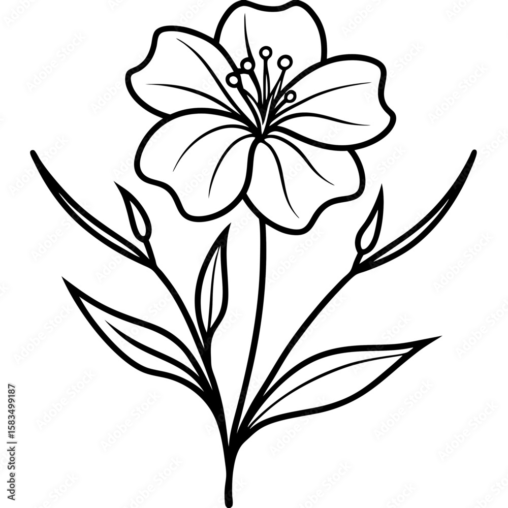 Obraz premium Flax Flower line art vector