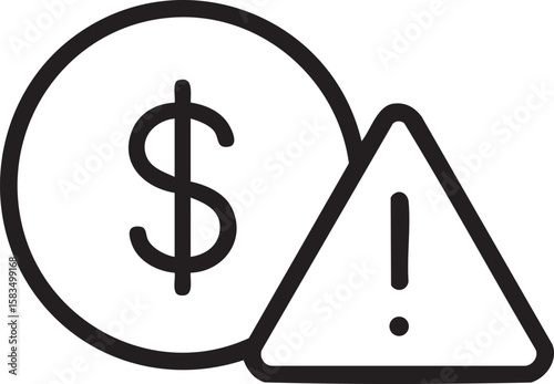 Financial Risk Dollar Coin with Warning Sign Vector Illustration for Finance and Investment Concepts