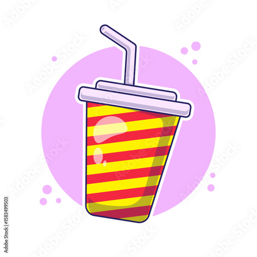 Tasty blended fresh vitamin beverage in summer cup sign, symbol, icon vector illustration. Healthy food and drink for summer season and others template