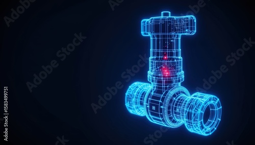 Fototapeta Naklejka Na Ścianę i Meble -  3d rendering of a glowing valve design.