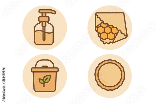 Nature-inspired sustainable products for a greener lifestyle showcased in four detailed illustrations
