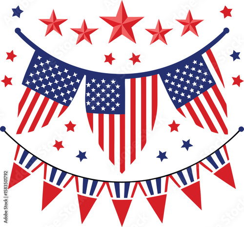 USA Fourth of July patriotic background with American flag stars and stripes