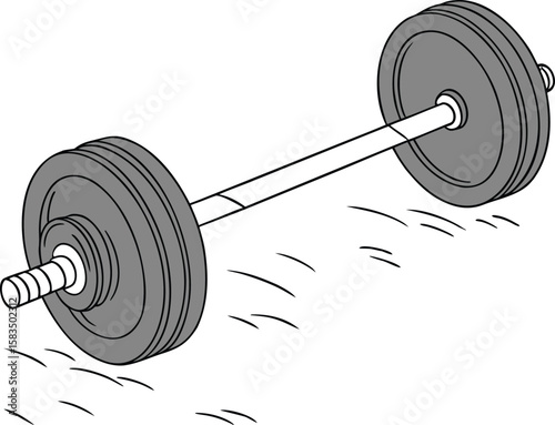 Isolated on white, this metal dumbbell is essential gym equipment for heavy weight training, bodybuilding, and fitness exercise