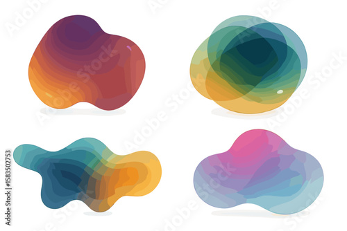 Colorful abstract shapes created with smooth gradients display modern design aesthetics and artistic flair in digital art