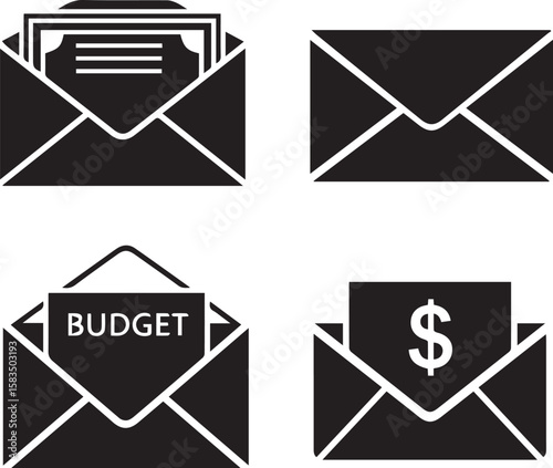 Budget Envelope Vector Icon | Cash Allocation & Expense Management Symbol