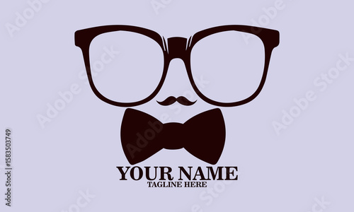 glasses bow tie day gift design vector illustration, glasses bow tie icon and logo design