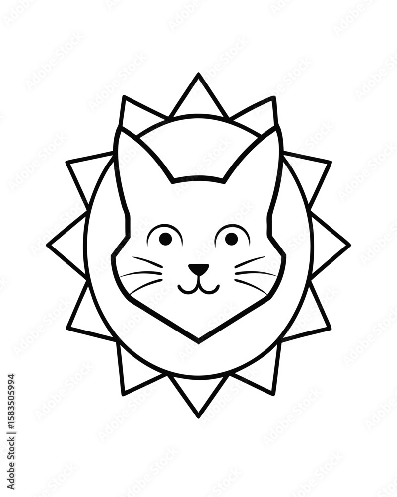Fototapeta premium Happy cat sunburst