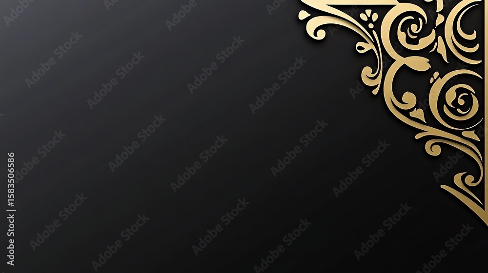 Fototapeta premium Elegant dark background with golden corner ornament
