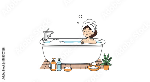 Relaxing bath time experience enjoying a warm soothing water soak