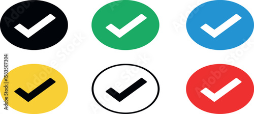 Check mark set multiple colour check mark icon set on transparent background