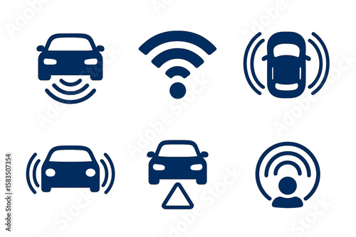 Wireless technology illustrations for modern vehicles showcasing connectivity and safety features