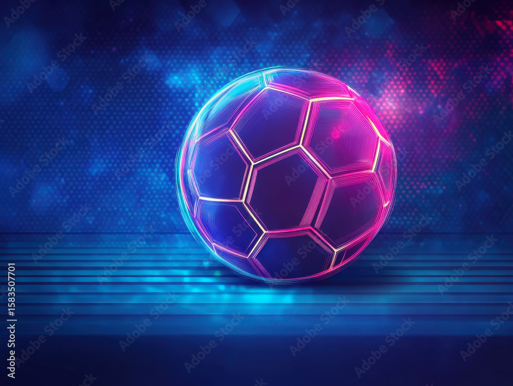 Fototapeta premium Soccer ball in goal net on fire flames