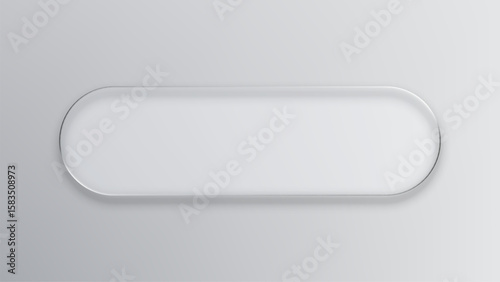 Abstract rounded rectangular liquid glass frame on light gray background for modern design and user interface element.