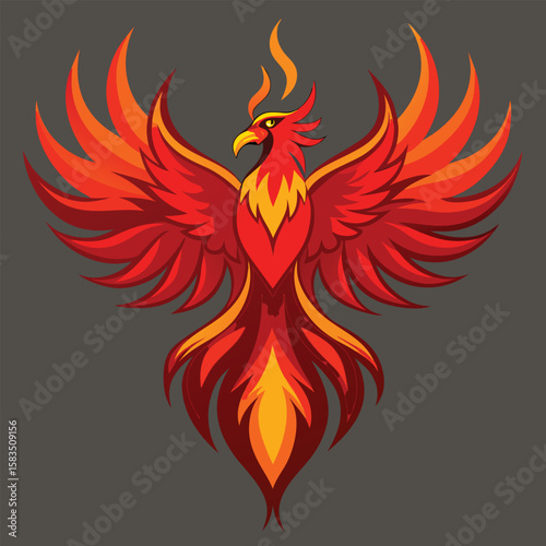 Flaming winged heart symbol with tribal design