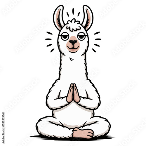 Funny cartoon illustration of a cute llama animal like a hedgehog