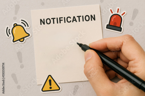 A concept alert systems shows timely communication and warning signals for business safety and response