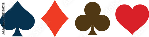 Red and White Rocket Vector Illustration with Playing Card Symbols and Heart Icons