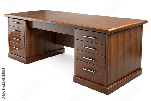 Polished wood executive desk with multiple drawers wooden desk office furniture