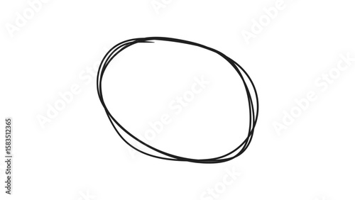 Hand drawn black highlighter marking circle. Black highlighter circle on transparent background. Circle draw with marker for highlighting text. Vector illustration.