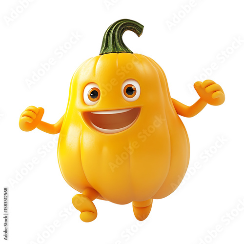 Joyful pumpkin: a lively, cartoon pumpkin with a cheerful smile, radiating the spirit of autumn and Halloween.
