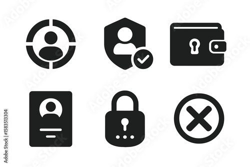 Icons representing security and identity verification for digital safety