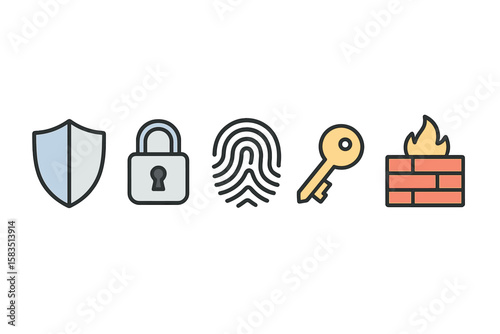Security symbols representing protection, access control, and cybersecurity measures in a modern digital environment