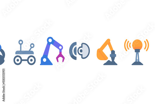 Various icons representing technology and automation in a modern setting