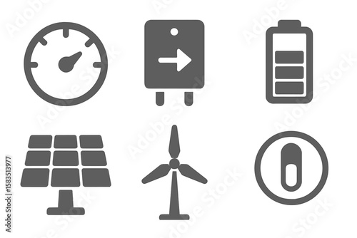 Renewable energy symbols representing sustainable technology and efficiency concepts in modern energy production