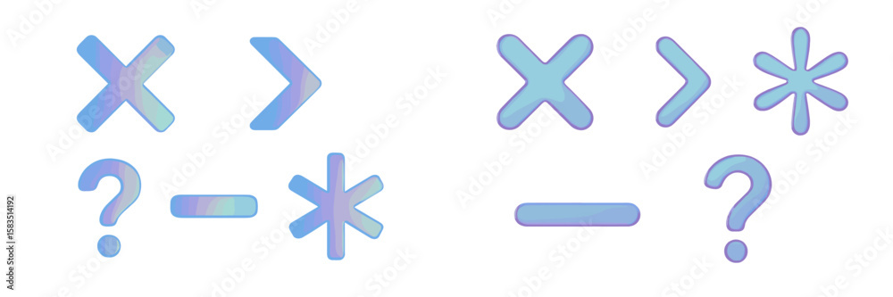 Fototapeta premium Colorful abstract symbols representing various shapes and functions in a creative design layout