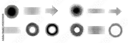 Intricate black and white graphic patterns showcasing various designs and movement effects across multiple frames