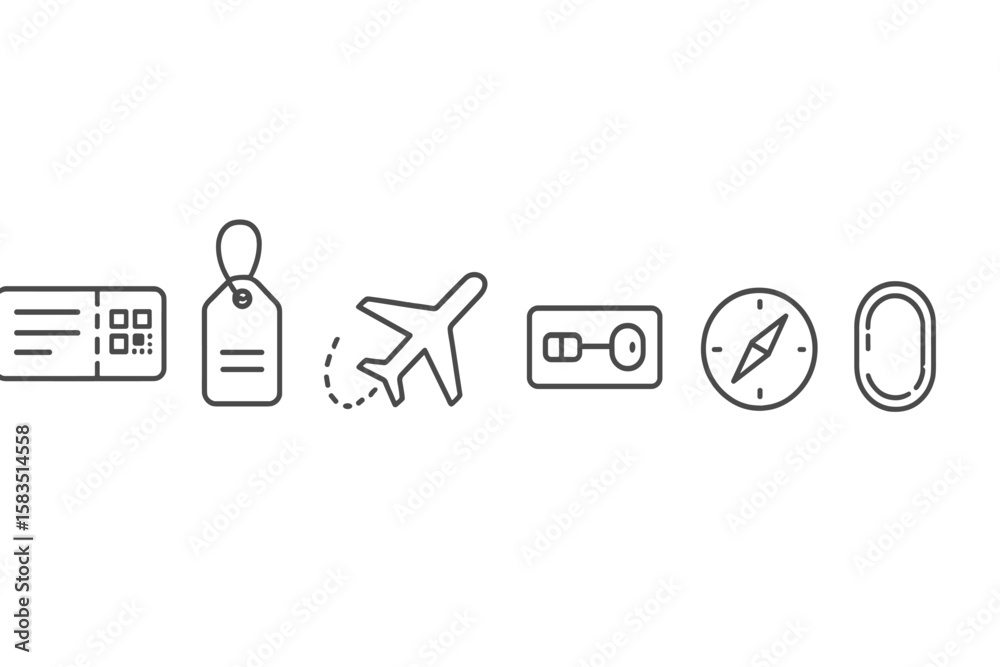 Travel essentials icons representing various items needed for a journey and their significance in modern adventures Travel essentials icons representing various items needed for a journey and their significance in modern adventures