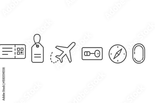 Travel essentials icons representing various items needed for a journey and their significance in modern adventures