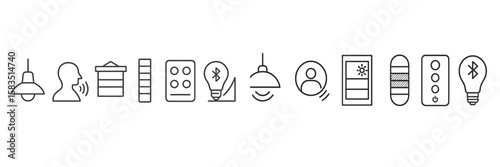 Smart home device icons representing modern technology and intelligent living options