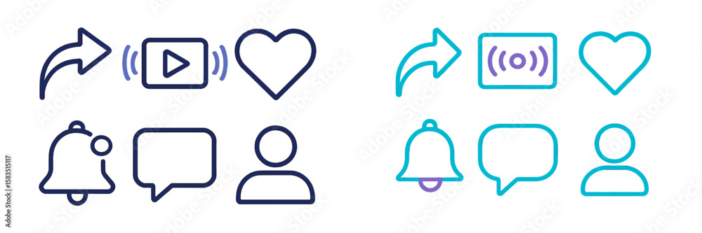 Naklejka premium Visual representation of social media engagement icons and notifications in a modern digital interface design